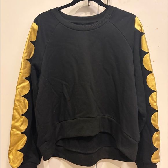 Cynthia Rowley Tops - Cynthia Rowley Black Sweatshirt with Metallic Gold Sleeve Accents